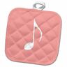 232091 Phl 1 Coral Eighth Note Music One Single Musical Quaver Pot Holder