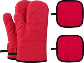 Piduules 705353772696 Set Of 4 Oven Mitts And Pot Holders 482 F Heat Resistant Hot Plate Moving Non-s