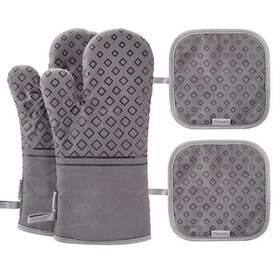 Piduules 782855684320 Set Of 4 Oven Mitts And Pot Holders 482 F Heat Resistant Hot Plate Moving Non