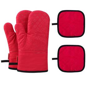 Piduules 786118079557 Set Of 4 Oven Mitts And Pot Holders 482 F Hot Plate Moving Non-slip Gloves