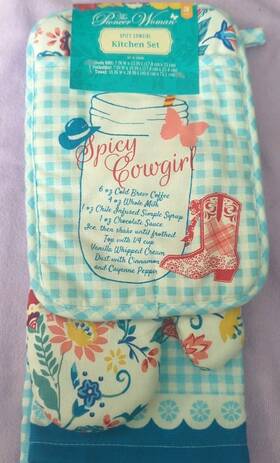 Pioneer Woman 028332710213 The Spicy Cowgirl 3 Pc Kitchen Set Floral Country Recipe