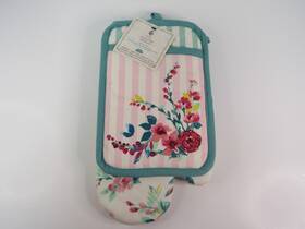 Pw552805780011 Pioneer Woman Painted Meadows Oven Mitt And Pot Holder 2pc Set 100% Cotton Floral