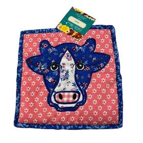 Pws152185674006 Pioneer Woman Animal Cow Trivet Pot Holder Blue Farm Pink 10 Inch X Washable New