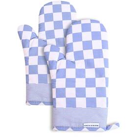 B0csjttm18 Portia & Bloom Oven Mitts Heat Resistant 12 Inch X 5.5 Checkered Cotton Mits