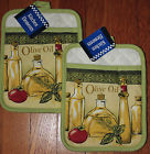 Potholder Kitchen Elements Set Of 2 Green Ot Holders W Pocket Loop Cotton Olive Oil 073558626596