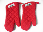 109102 Potholders Used Red Cotton Clad Oven Mitts