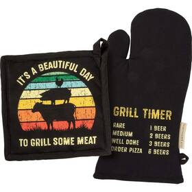 Primitives By Kathy 190134104238 Grill Mitt And Pot Holder Set