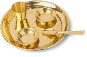 Amz-us-gll4565 Private Limited Satvik 5-5.5 Inch 4 Pc Ladoo Gopal Brass Bhog Thali Set Embossed Kanha Mult