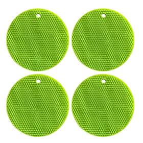 Ph-qvkl-sz60 Ptapipi 7-inch Round Trivet Mats - 4 Pack Silicone Hot Pads Non-slip Heat Green