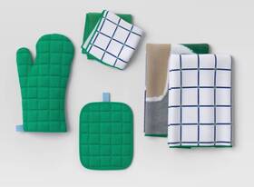 Pursuequality Shop 380351245955 7pc Kitchen Textile Set - Room Essentials Green