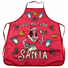 020putoutforsantama Put Out For Santa Apron Funny Christmas Party Mrs. Claus Graphic Novelty Kitchen