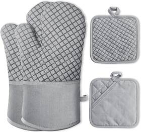 Pynqdfu 313110746738 4 Pcs Oven Mitts And Pot Holders High Heat Resistant 500 Degree Glove With Silic