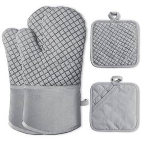 Pynqdfu 723661199530 4 Pcs Oven Mitts And Pot Holdershigh Heat Resistant 500 Degree Glove With Silico
