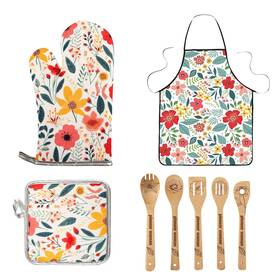 Qchengsan 717813628672 8 Pcs The Pioneer Woman Kitchen Stuff Include 5 Cute Wooden Spoons 1