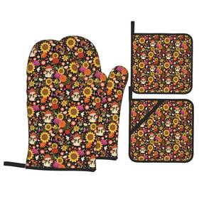 B3d-625490761 Qdoepfl Mushrooms Oven Mitts Pot Holders Set Of 4 Kitchen Gloves Potholders Heat Resista