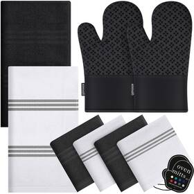 B0dhkw6y82 Qevooon Dish Towels And Dishcloths With Oven Mitts Sets- 100% Cotton Tea For Kitc