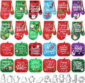 Qinyoung-dcdt-0750 Qinyoung 48 Pcs Christmas Kitchen Oven Mitts Set Pot Holders Holiday Baking Gift With