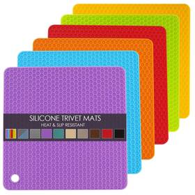 Qpix Digital 894531076377 6 Pack Silicone Trivet Mat Trivets For Hot Pots And Pans Multipurp
