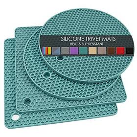 Qpix Digital 894702001702 4 Pack Silicone Trivets For Hot Dishes Dark Green Pads Trivet F