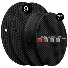 Qpix Digital 894702001757 4 Pack Silicone Trivet Mats 7 Inch And 9 Flexible Heat Resistant