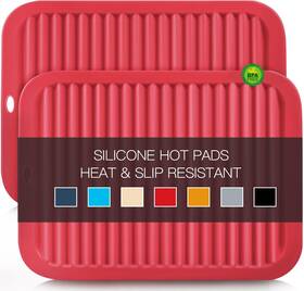 Qpix Digital 894702001801 2 Pack Silicone Trivets - Heat Resistant Non-slip Flexible Pot Holders For Ho