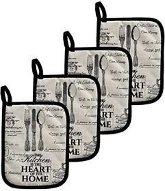 Quilted Cotton Pot Holders With Finger Position Pocket Heat Resistant Oven Mitts