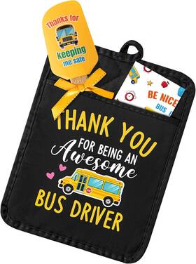 R Horse 744760020440 3pcs School Bus Driver Appreciation Gifts Set Pot Holder With Greeting