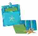 R2087 Kay Dee Coastal Blues Sun Embroidered Starfish Kitchen 3 Piece Pocket Mitt And Towel Set 723886520874