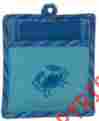 R2167 Kay Dee Coastal Blue Embroidered Crab Kitchen 3 Piece Pocket Mitt And Towel Set 723886521673