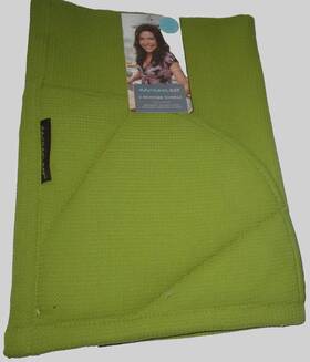 Rachael Ray 042887295667 Set Of 2 Moppine Kitchen Towels Green With Heat Resistant Pockets