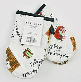 Rae Dunn 192598677426 Holiday Mini Oven Mitts Making Spirits Bright 5 Inch X 8.5