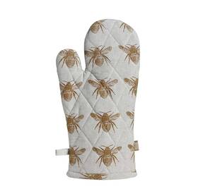 Rhog1911 Raine & Humble Oven Mitt Honey Bee Pot Glove Farmhouse Kitchen Mustard Beige And