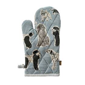 Rhog24018as Raine & Humble Oven Mitt Dog Print Pot Glove Farmhouse Kitchen Blue Haze And