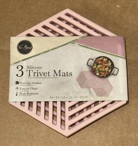 Range Kleen 070775203555 Va Bene Pink Silicone Trivet Mats Set X3 Hexagon Kitchen Non Slip Heat Resistant