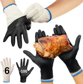 Rsg2p0 Raxwell Bbq Gloves Set - Heat Resistant Cotton And Nitrile Food Prep L