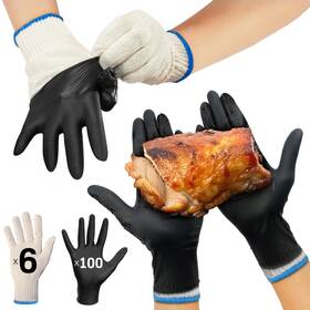 Rsg2p02 Raxwell Heat Resistant Bbq Gloves 6 Cotton Liners 100 Nitrile Food Prep X-large