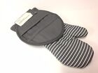 Real Living Over Sized Oven Mitt And Pot Holder Gray White Silicone Stripe Set Nwt