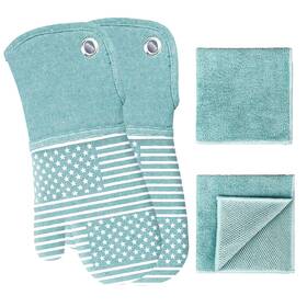 Red Lmldeta 002128913882 Yarn-dyed Oven Mitts Silicone Printing And Kitchen Towels 4 Pcs Set To 470 D
