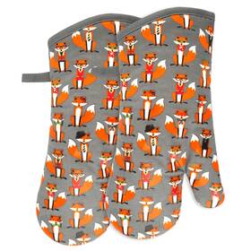 Red Lmldeta 414807354808 Oven Mitts Gloves 1 Pair 480 Non Slip Clear Silicone Printed Fox Comfortabl