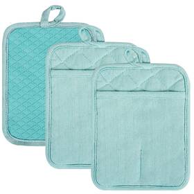 Red Lmldeta 414824282993 Pot Holders Yarndyed Set Of 3 Non Slip Silicone Kitchen Lines Heat Resistant 500