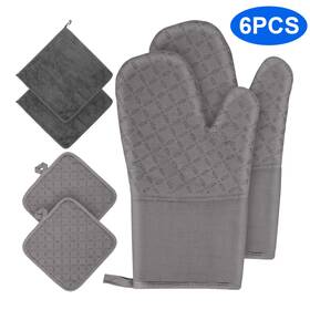 Redtagtown 600609573051 6pcs Oven Mitts And Pot Holders Heat Resistant Cooking Glove Hot Pad Dish Towel