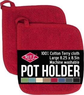 Ritz 445038713752 Royale Collection 100% Cotton Terry Cloth Pot Holder Set Kitchen Hot Pad