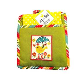 Aa-2b Ritz Chicken Rain Boots Pocket Mitt Towel Embroidered Floral Butterfly Umbrella