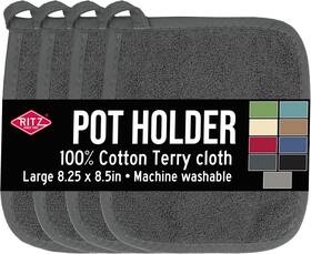 Join-1114-293 Ritz Terry Potholder And Hot Pad Unparalleled Pot Holder 4 Pk Graphite
