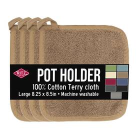 Join-1114-627 Ritz Potholder And Hot Pad 4 Pack Mocha Brown Terry Led Unparalleled Heat Durable