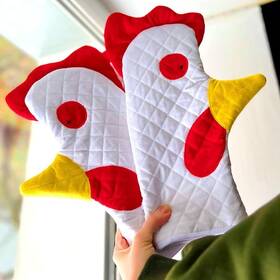 Rojada 742023259671 Rooster Trim Oven Mitts Washable Cute Mits/glove Set Printed Heat Resistant