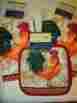 Rooster4 Classic Country Pcs Cotton Kitchen Set Towels Potholders