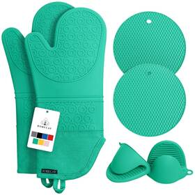 Rorecay 730951608986 6pcs Oven Mitts And Pot Holders Sets Heat Resistant 500 Degrees Non-slip Sil