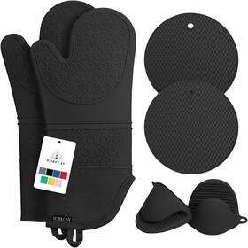 B08pfddvyr Rorecay Extra Long Oven Mitts And Pot Holders Sets Heat Resistant Silicone Mitt