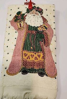 Royal Terry B&d 029441234430 Vtg Old World Santa Kitchen Towel Potholder Spatula Set Pink